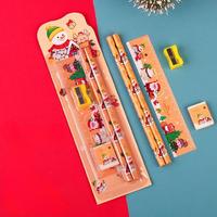 Ensemble de crayons en bois personnalisés à faible MOQ, cadeaux de papeterie fantaisie pour enfants, thème Noël Kawaii, dessins animés