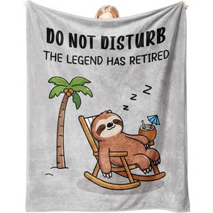 Gray Sloth Beach <b>Chair</b> Flannel Blanket Throw Blanket Nap Blanket Machine Washable Fade Resistant for Home Office Nap OEM ODM - Product Image 1