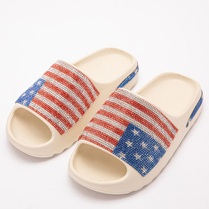 Nouveau modèle brésilien femmes sandales bling bling USA drapeau <span class=keywords><strong>PARIS</strong></span> GAME école filles diapositives pantoufle extérieur bas prix grande taille 45 - Product Image 2