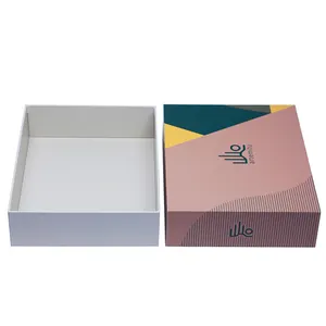 Altın folyo logosu lüks özel kapak ve taban karton kutu renk baskılı giyim hediye ambalaj kutusu