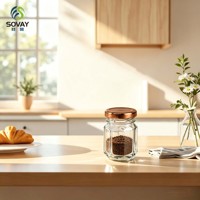 Pot alimentaire en verre octogonal miniature à col fileté 4,5*6,0 cm 30 ml – Contenant transparent polyvalent pour la maison et la vente en gros commerciale