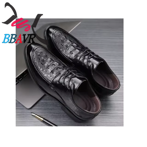 Chaussures en cuir véritable pour hommes, style bureau et carrière, à enfiler, avec semelle intermédiaire en EVA, antidérapantes, respirantes, bout rond - Product Image 2