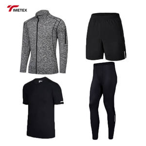 थोक शरद ऋतु पुरुषों फैशन 4Pcs सेट Tracksuit पुरुषों जिम चड्डी खेलों संपीड़न पैंट शर्ट शीर्ष लंबी आस्तीन जैकेट सूट - Product Image 2