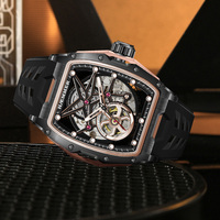 Haemmer 5032 Montre-bracelet automatique mécanique de luxe squelette étanche pour hommes Montres pour hommes tendance Business Sport Analog