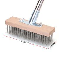 Brosse de pont en acier inoxydable Brosses de nettoyage en fil métallique pour patio, jardin, garage Brosse à récurer les sols avec manche long