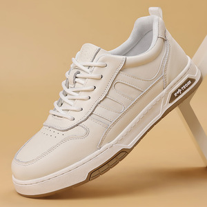 Zapatillas informales de primavera de cuero genuino para hombre, zapatos blancos de suela blanda, zapatillas de moda versátiles, cómodas y transpirables - Product Image 2