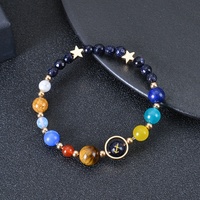Bracelet tendance en pierre de grès bleue avec les douze constellations et les huit planètes, bracelet tissé avec les 12 signes du zodiaque avec carte