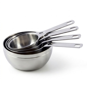 Ensemble de tasses et cuillères à mesurer en acier inoxydable de qualité supérieure, outils de cuisine en métal pour une cuisson et une pâtisserie précises - Product Image 1