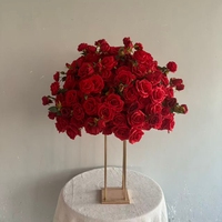 EG-FB-RD05 Nouvelle Arrivée Vente Chaude Boule de Fleurs Artificielles 5D Rose Rouge Bourgogne Grande 80cm Centre de Table Mariage Décoration