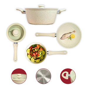 High Quality <b>Pot</b> Pan Silicone Glass Lids Soft Touch Handle Non Stick 7 Piece Aluminium Ceramic Cookware <b>Set</b> - Product Image 6