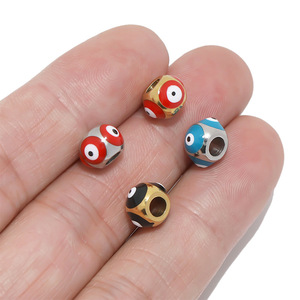8mm Evil Eye <b>Beads</b> | 18K PVD Gold Plated Stainless Steel Enamel Nazar Spacer Charms for DIY <b>Bracelet</b> Necklace Jewelry <b>Making</b> - Product Image 4