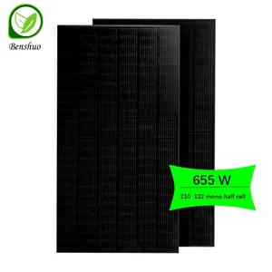 Harga grosir kabel daya panel surya semua hitam bipv 500w 650w 665w panel surya film tipis