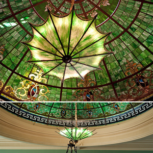 Plafonnier en verre teinté vert, luminaire en verre Tiffany, dôme en verre mosaïque, <span class=keywords><strong>plafond</strong></span> décoratif en verre teinté, toit en verre teinté - Product Image 6