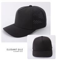 Gorra de Béisbol Deportiva de Poliéster Impermeable de 5 Paneles con Logotipo de Diseñador Personalizado, Gorra de Golf con Perforaciones Cortadas con Láser