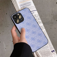 Casing Ponsel Kulit PU Premium untuk iPhone 15 14 13 12 Pro Max 15 Plus, Desainer Merek Klasik, Aksesoris Ponsel Grosir