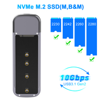 Aleación de zinc de alta calidad 10Gbps USB C 2230/2242/2260/2280 PCIe M-Key M.2 Caja de disco duro externo Caja SSD