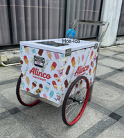 Chariot mobile de vente de crème glacée avec congélateur isotherme en acier inoxydable, chariot à gelato de rue, chariot de stockage à froid pour bâtonnets glacés