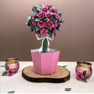 Decoración de Papel con Forma de Rosa, Maceta Geométrica Rosa, Decoración para el Día de San Valentín - Product Image 3