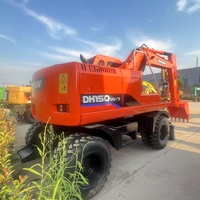 Excavatrice sur pneus hydraulique d'occasion Doosan DH150W-7 avec moteur, boîte de vitesses et pompe