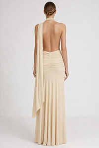 SHENGFU <span class=keywords><strong>Abito</strong></span> Lungo da Donna Marrone a Righe Sottili, Senza Maniche, Collo Tondo, Aderente, Elegante per Feste, Ufficio e Uso Quotidiano - Product Image 2