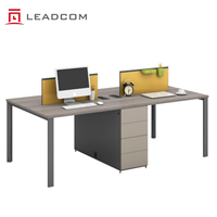 Bureau modulaire commercial LEADCOM avec pieds en acier, pour 4 personnes, face à face, avec armoire, pour bureau, OEM ODM
