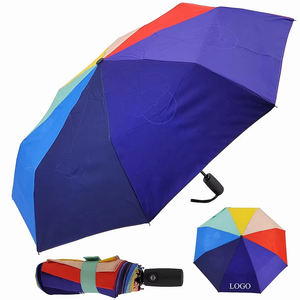 Fábrica China 21 pulgadas Compacto Doble capa Fibra de vidrio A prueba de viento Impermeable 3 <span class=keywords><strong>Paraguas</strong></span> plegable para el sol y la lluvia con impresiones de logotipos - Product Image 4