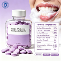 Comprimés de dentifrice violet à marque privée, saveur menthe, mini dentifrice solide, blanchiment des dents, comprimés de dentifrice violet