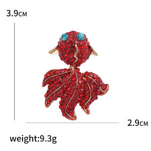 Broche de Carpa Roja de Aleación con Diamantes de Imitación, Estilo Unisex, Accesorio de Moda, Diseño de Animal Versátil - Product Image 6