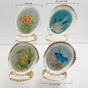 Souvenir de plage en polyrésine peinte à la main, forme irrégulière, avec effet de goutte de colle, motifs animaliers, amour, <span class=keywords><strong>musique</strong></span>, fée - Product Image 1