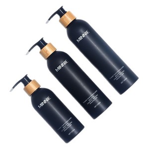 Botellas de bambú con hombros redondos Minnie de 200ml, 250ml y 300ml para dispensar lociones y cosméticos, botella PET esmerilada. - Product Image 4