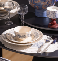 Service de table en céramique classique à motifs floraux et d'animaux, très demandé pour les mariages |   Ensemble de vaisselle personnalisé avec logo pour les cadeaux de mariage