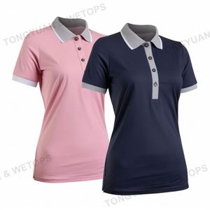 Camiseta de Golf para mujer, ropa personalizada, Polos de combinación de colores, en blanco, dos tonos, 3 botones - Product Image 4