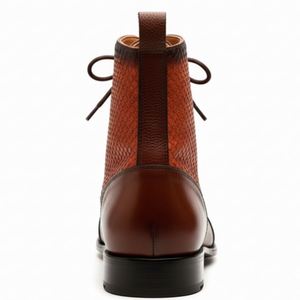 Men Handmade Genuine Leather Ankle <b>Boots</b> <b>Brown</b> Formal Casual Shoes Autumn Light Weight Unique Style - Product Image 3