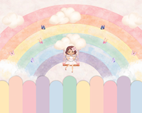 Papier peint mural autocollant, mignon, dessin animé, arc-en-ciel, fée, papillon, nuage pastel, pour chambre de filles, décoration murale de chambre d'enfant