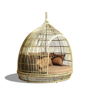 Cama Redonda de Ratán para Exteriores, Acolchada, Estilo Bohemio, Muebles de Patio para Balcón o Piscina - Product Image 4