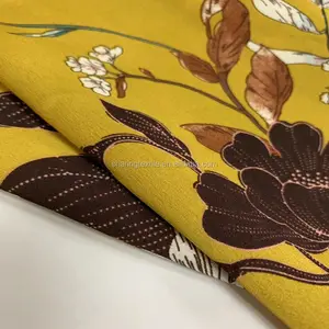 100% tecido de chiffon de seda de cetim floral elástico de poliéster brilhante RPET reciclado feito de garrafas plásticas recicladas