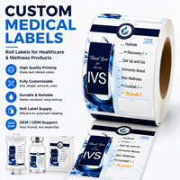 Étiquettes personnalisées pour thérapie IV en soins de santé, autocollantes blanches en BOPP pour sacs, flacons, bouteilles, impression OEM