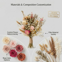 Umweltfreundlicher Konservierter Blumenstrauß mit Individueller Verpackung Getrocknetes Blumenbündel Markengeschenke für Valentinstag Weihnachten
