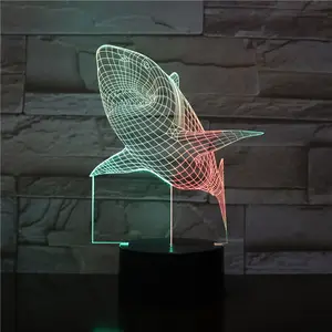 2023 hot new design shark Base for 3D Night Light LED Display Touch Switch 7 Color Novelty Night Light Base