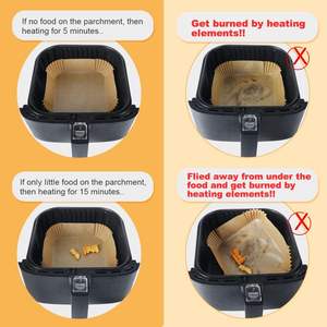 Forros de papel desechables para freidora de aire, 150/200 unidades, cuadrados, de silicona, papel pergamino antiadherente para cestas de freidoras de aire - Product Image 5