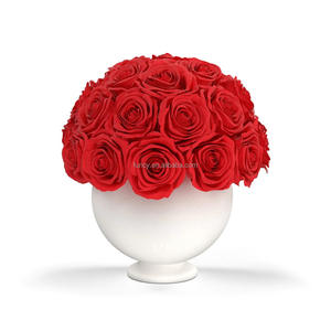 Arrangement en forme de dôme <span class=keywords><strong>VASE</strong></span> rond en porcelaine Eternal Forever Eternity <span class=keywords><strong>Rose</strong></span> fleur préservée - Product Image 2