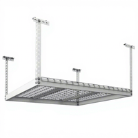 Support de palettes réglable en acier laminé à froid de calibre lourd, noir, anti-rouille, avec grille métallique intégrée pour rangement au plafond