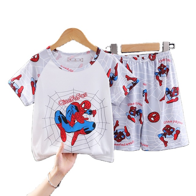 Girls Summer Thermal Breathable Plus Size Cartoon Pajamas Toddler Shorts Sets Sleepwear Kids Polyester 2-Piece Customized Colors