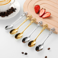 Ensemble de couverts rétro en acier inoxydable Royal Court : cuillère à café, fourchette à fruits, cuillère à dessert, fourchette, finition poli miroir