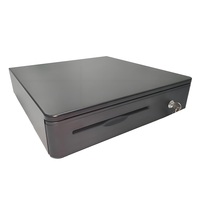 Tiroir-caisse HONGWEN HW-405R en métal noir 405, système POS RJ11, 5 compartiments billets, 8 compartiments pièces, serrure à 3 positions, 4 fonctions, 12V/24V