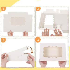 Fabrika Doğrudan Tedarik 12X8X2.5 inç Gıda Sınıfı Sınır Ötesi Nokta Kutu Kek Tatlı Ambalajı Pencereli Kutu Beyaz Karton Kutu - Product Image 4