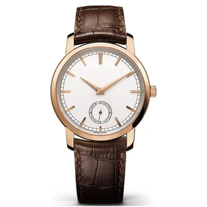 Montre mécanique de luxe haut de gamme pour homme, cadran argenté, boîtier en acier inoxydable, fonction petite seconde, nouvelle collection 2026, bracelet en cuir - Product Image 2
