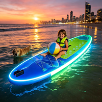 Kit complet de planche à pagaie gonflable LED lumineuse, planche de SUP lumineuse pour débutants adultes