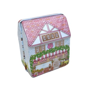 Ready Stock House Shape Tin <b>Box</b> Vintage Town House Printed <b>Metal</b> Tinplate <b>Box</b> Food Grade For Cookie Candy Biscuit Gift Packaging - Product Image 4