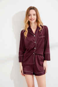 Fung Item 6002 Set Pigiama Donna Manica Lunga e Pantaloncini, Camicia da Notte, Abbigliamento da Casa, Scollo a V - Product Image 6